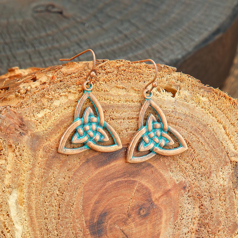 Bohemian Style Retro Earrings with Metal Geometric Hollow Out Ethnic Style Earrings