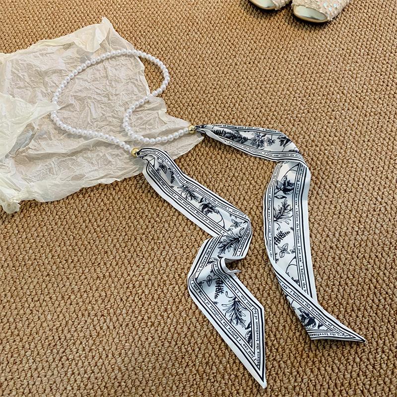 Французское кружево, жемчужный пояс и шелковый шарф, аксессуар для волос