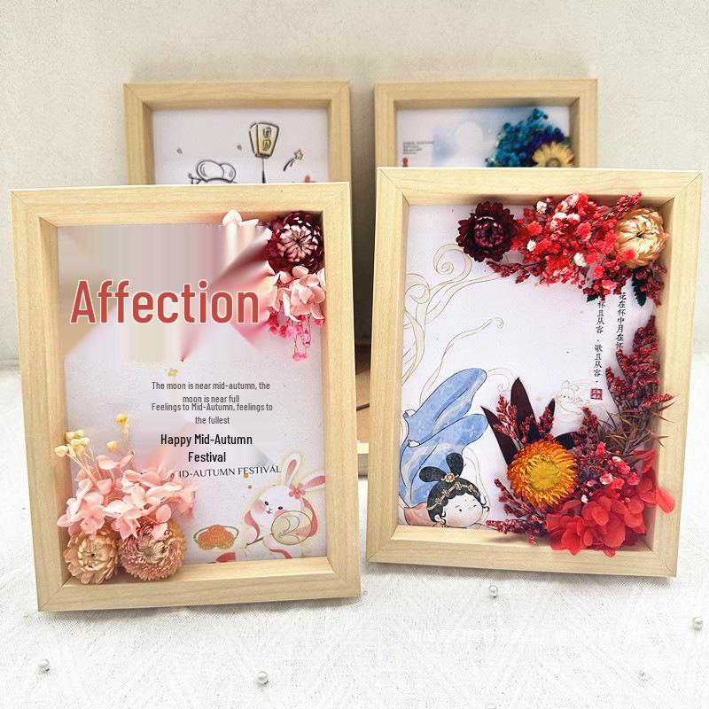 Handmade A4 Photo Frame with Dried Flowers - DIY Kit for Wall Decoration or Valentine's Day Gift