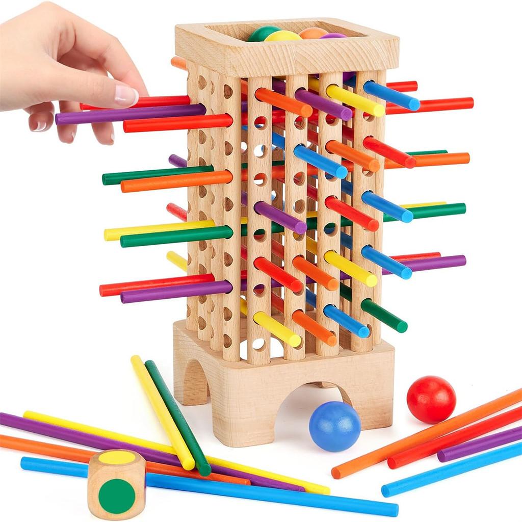 Wooden Montessori Puzzle Board Game With 42 Colorful Sticks For Kids Educational Play
