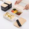 2Pcs 1200ml Bento Boxes with Strap Double Layer Built-in Tableware Japanese Style Portable Leak-proof Lunch