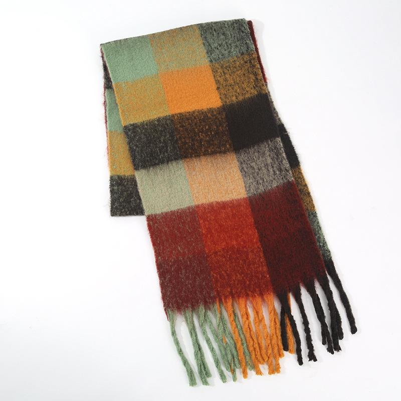 Imitation Cashmere Scarf for Women Winter Warm Thickening New Solid Color Scarf for Men Thick Tassel Woolen Scarf