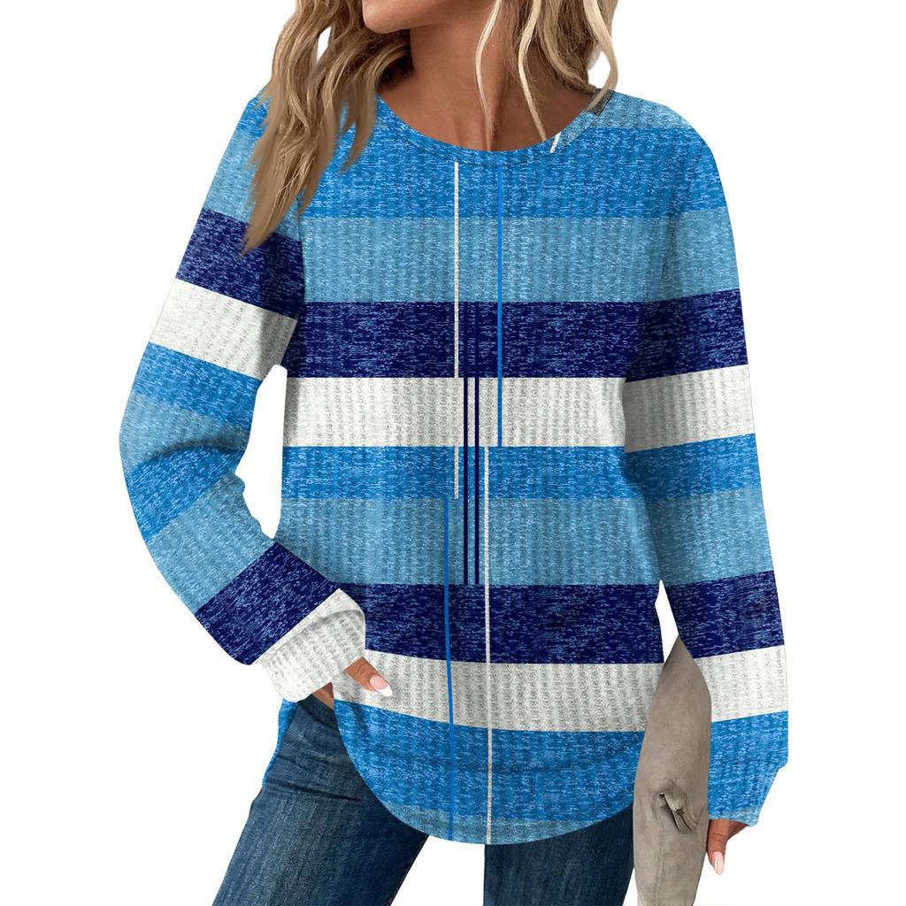 Women's Fashion Casual Loose Round Neck Long-sleeve Printed Top