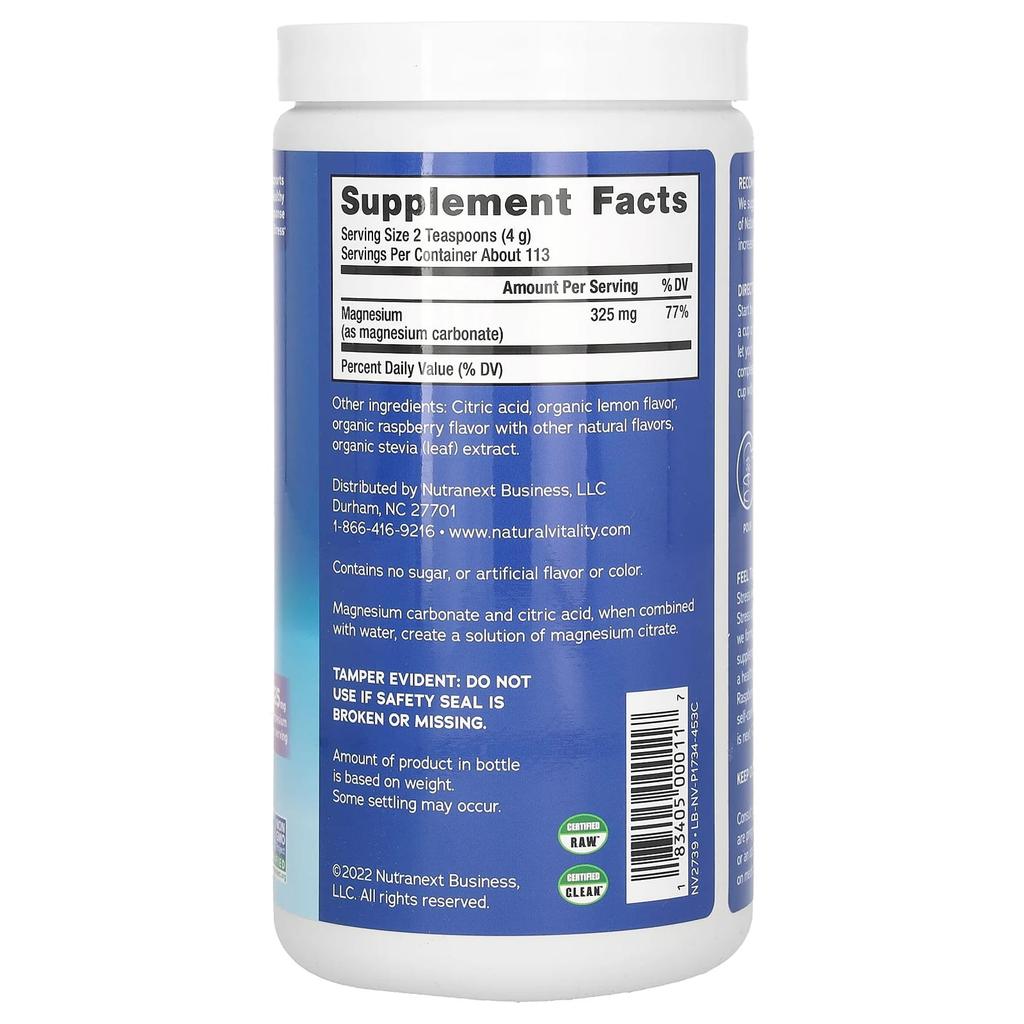 Calm®, Magnesium Supplement Drink Mix, Raspberry-Lemon, 453G (16Oz)