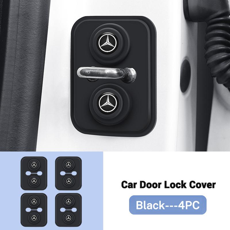 TVE4 4Pcs Car Door Lock Limiter Protective Cover Modification For Mercedes Benz AMG Class A W222 W204 W214 CLS CLE CLA Accessories
