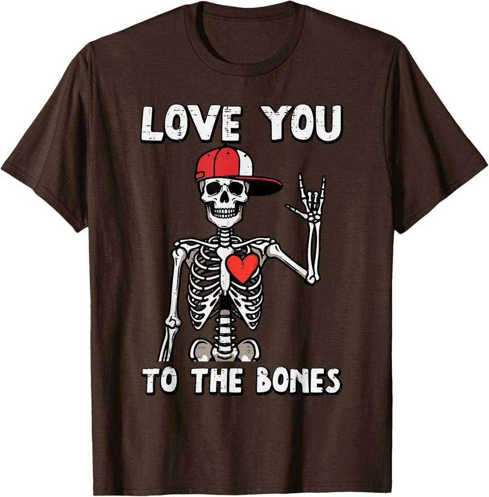 Valentines Day Skeleton Love You Rocker Design Unisex T-Shirt