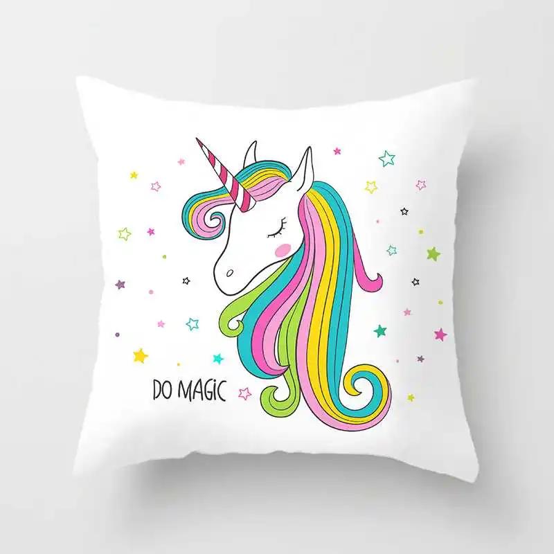Мультяшный единорог, креативный дизайн розовой девушки, простая домашняя наволочка