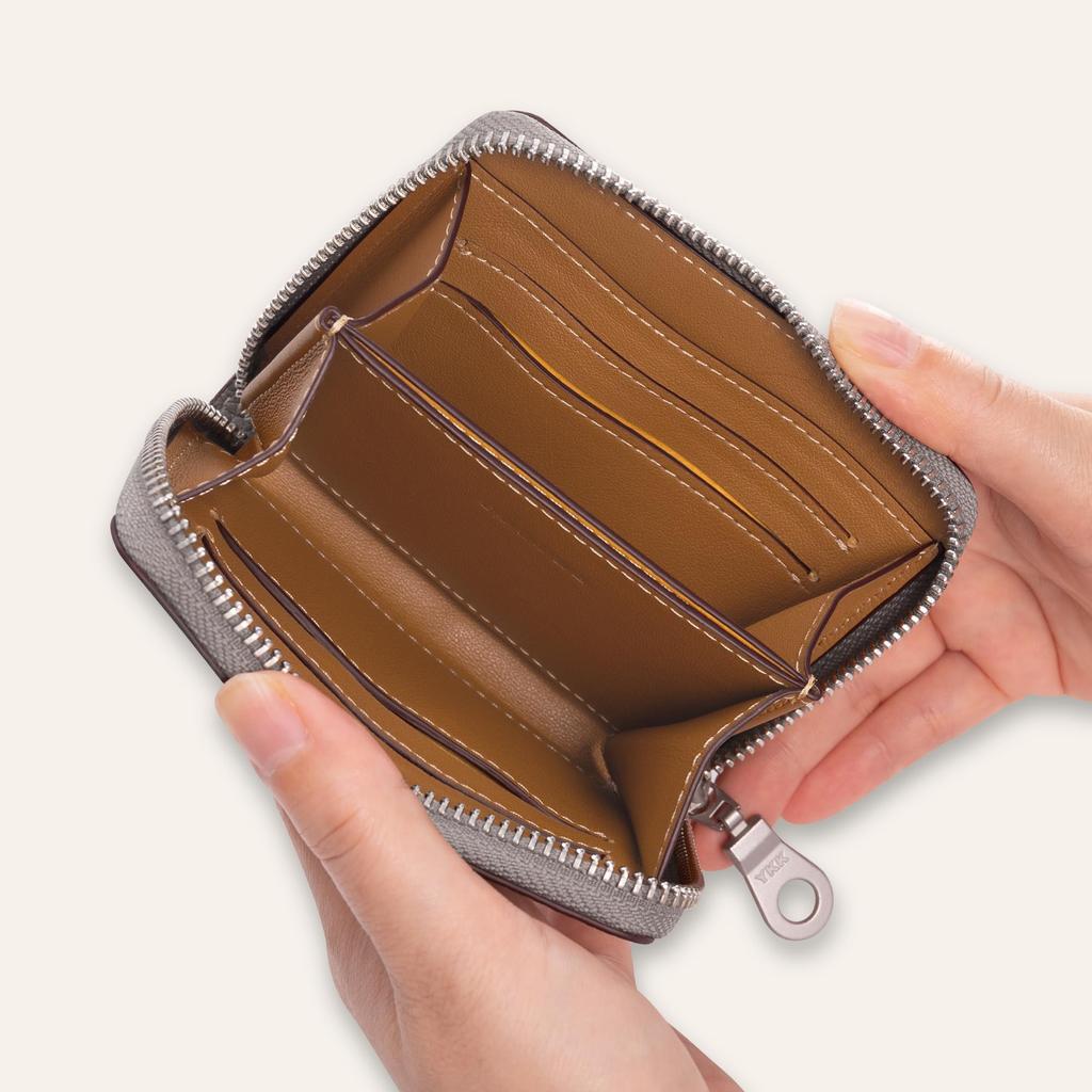 COGURE YKK Компактный мини-кошелек из натуральной кожи с круглым отделением для монет, карт и коробкой в комплекте для мужчин и женщин, на молнии, кошелек, слоты, (COPZ-CP, Темно-синий)