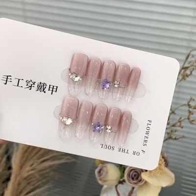 Летнее Звездное Небо Битый Бриллиант Погоня за Светом Пурпурный Кошачий Глаз Градиент Звездопад Наклейка для Ногтей