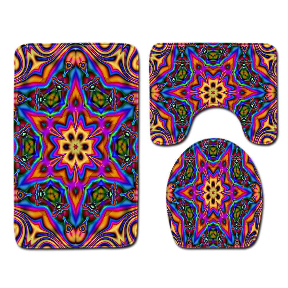 Cool Pattern Bathroom Floor Mat Toilet Three-Piece Set