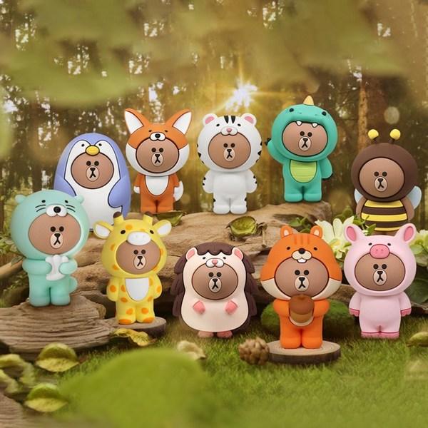 Kakao Line Friends Cute Character Key Ring / Key Ring / Key Holder, 6) Auto Brown