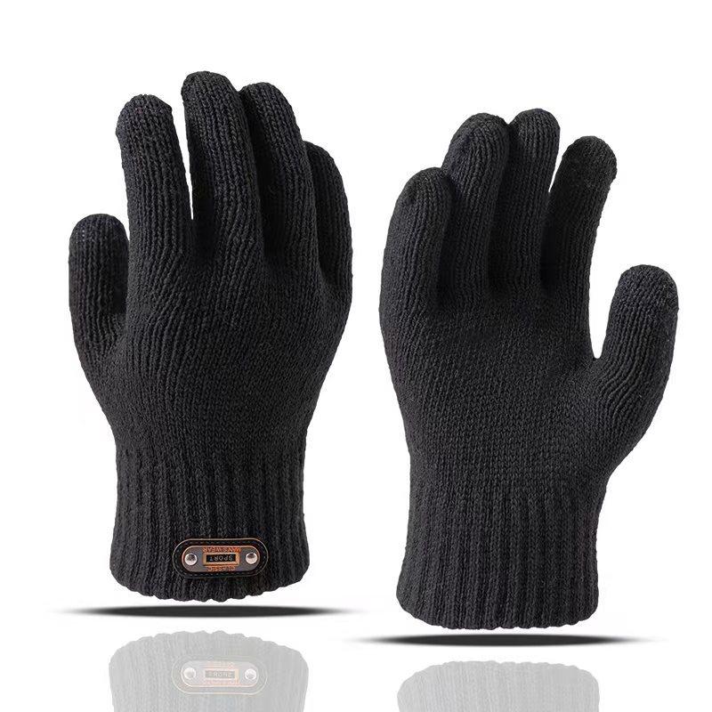Мужские перчатки зимние утолщенные теплые плюшевые шерстяные зимние для холодной погоды для велоспорта осень-зима вязаные новые модели