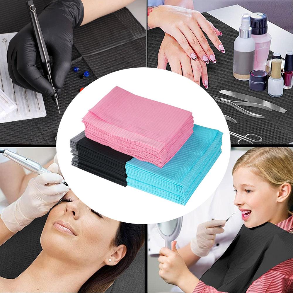 100 шт. чехлы для тату-столов, чистые подкладки, одноразовые стоматологические нагрудники, простыни, салфетки, подкладка, гигиена, личный тату-нагрудник, водонепроницаемый для татуировок