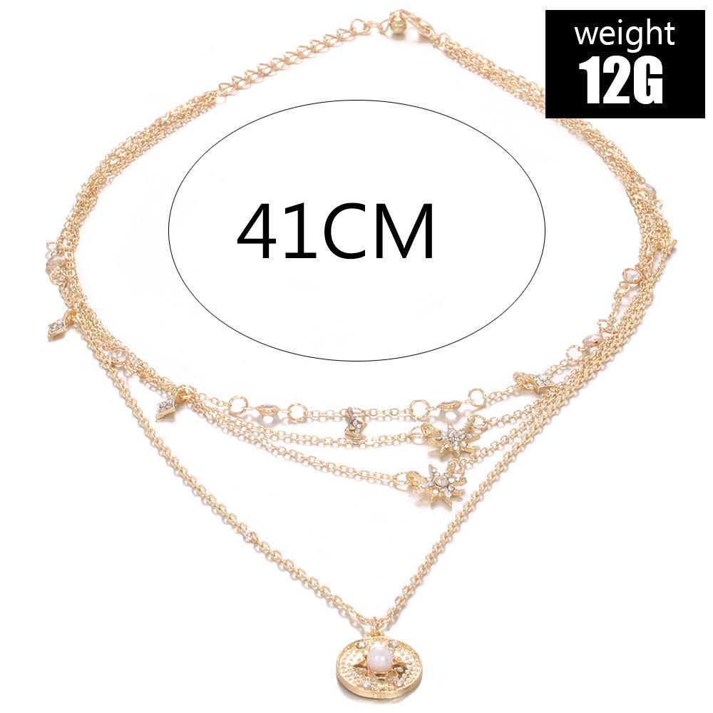 Многослойное колье в стиле бохо со звездой и бриллиантами для женщин