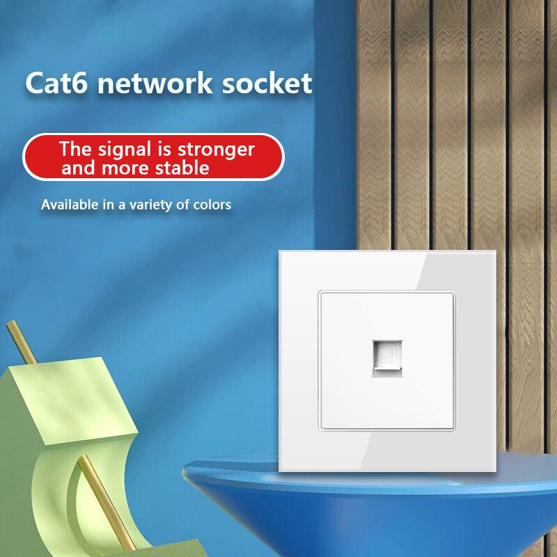 Cat6 Rj45 настенная розетка сетевая розетка с телевизором настенная двойная розетка для передачи данных телефонная панель из закаленного стекла настенная компьютерная сетевая розетка