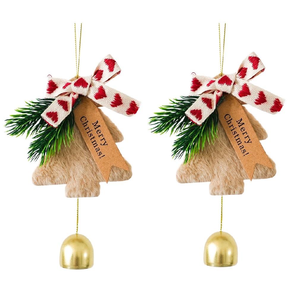 2PCS Bells Christmas Tree Decorations Indoor Outdoor, Plush Pendant Hanging Christmas Ornaments  Gifts for Party Home Decor