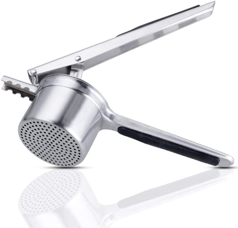 304 Stainless Steel Potato Masher Fruit Press Ricers with Black Soft Touch Handles