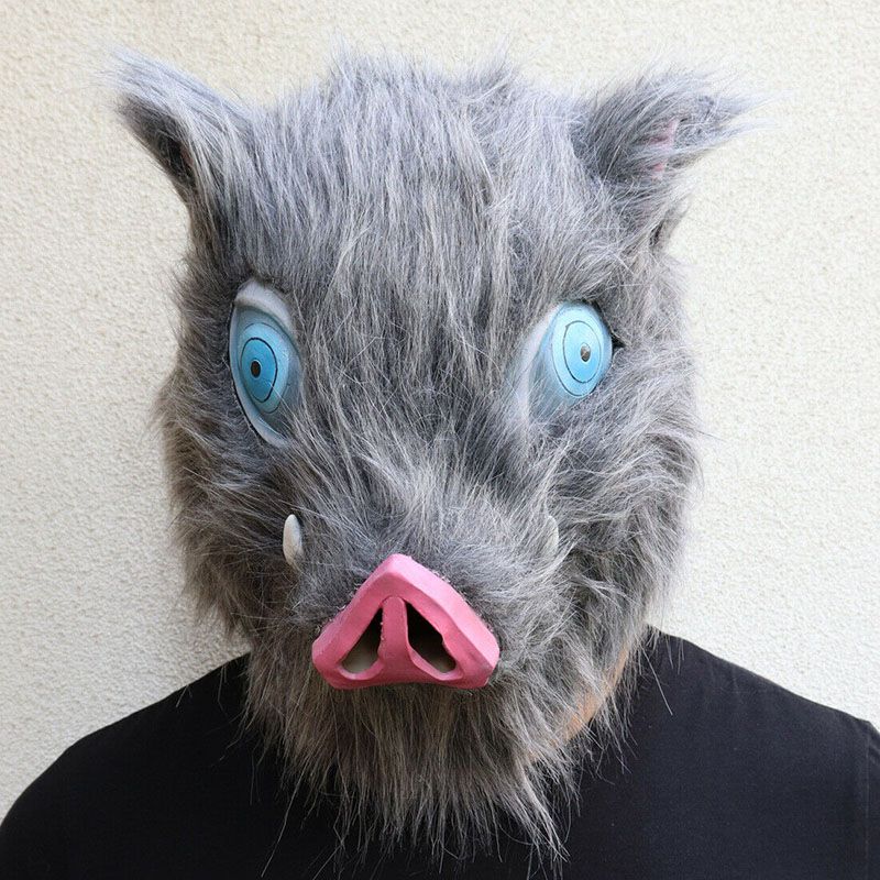 Authentic Anime Demon Slayer Kimetsu No Yaiba Hashibira Inosuke Pig Cosplay Mask Ideal For Costume Parties