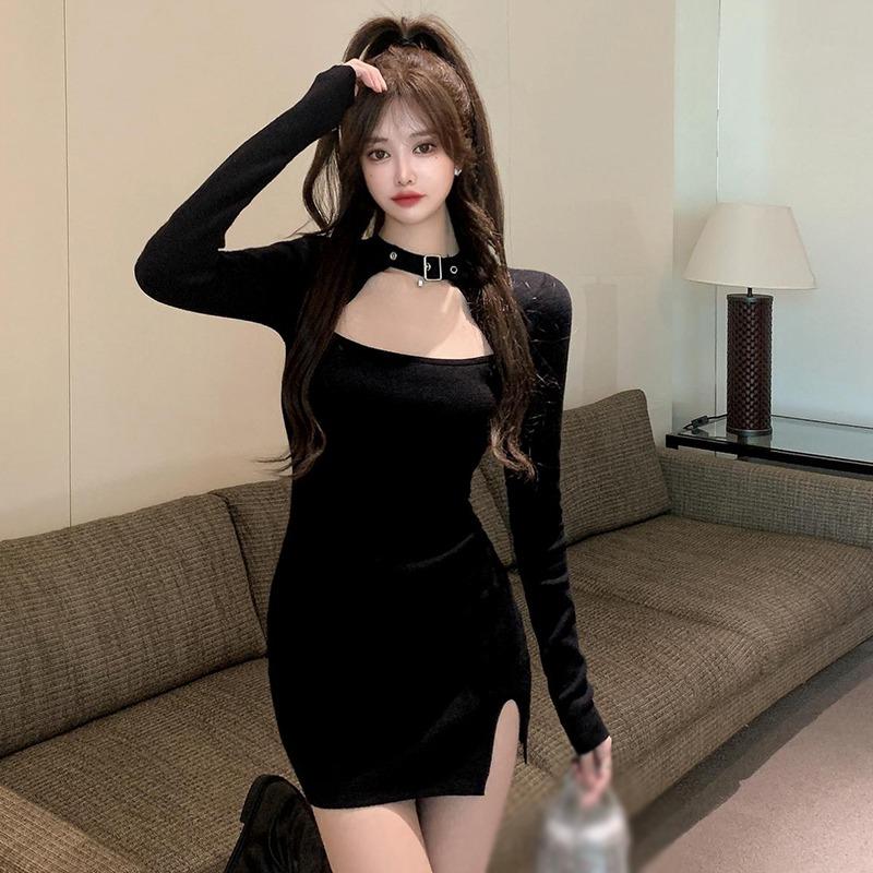 Сплошное женское платье миди, клубное платье, облегающее платье с квадратным вырезом и боковым разрезом, облегающее вечернее платье с вырезом