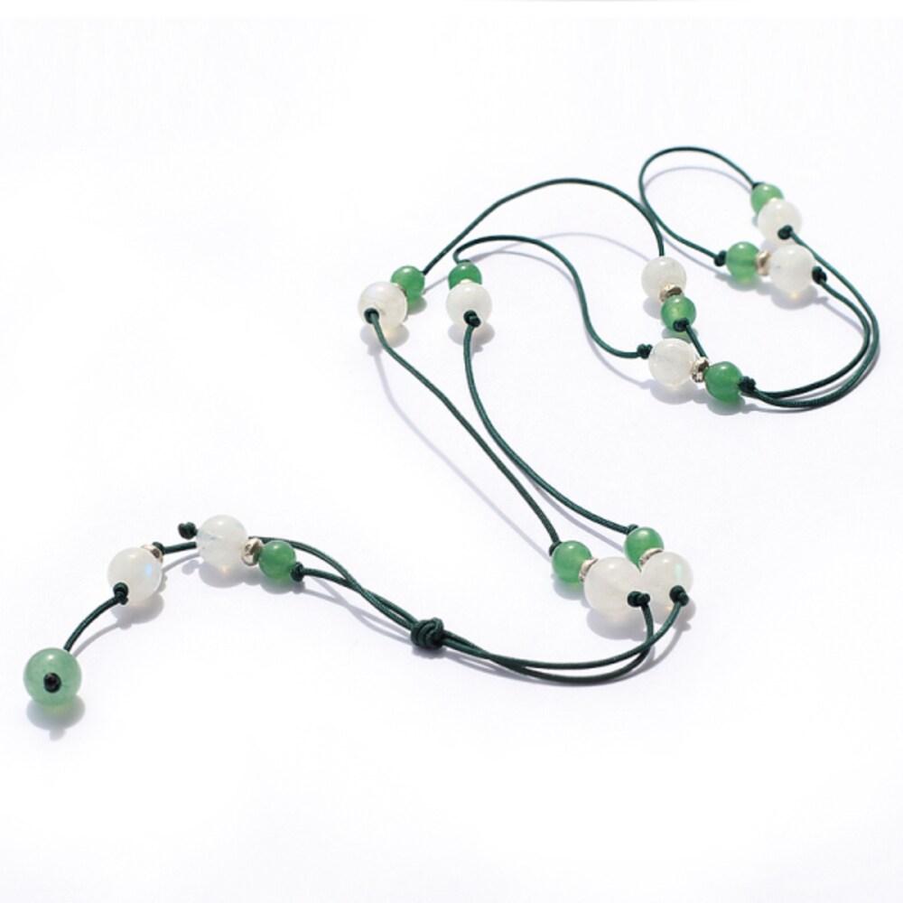 Aventurine Moonstone Necklace Natural Gemstone Lucky Stone Birthstone