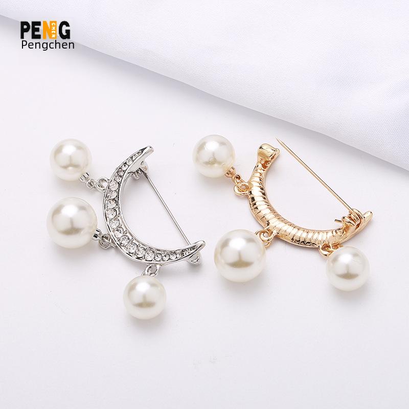 Элегантная брошь-булавка с жемчужной пряжкой для женских кардиганов и воротников