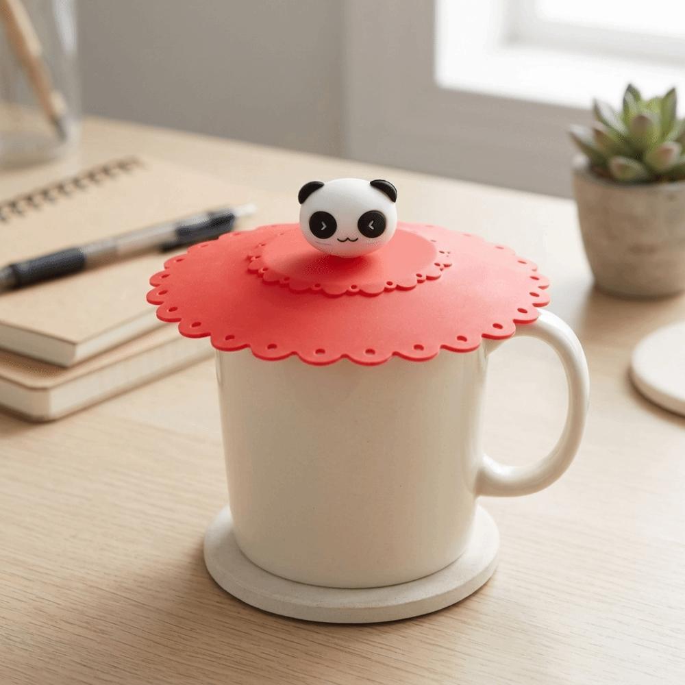 6Pcs Soft Flexible Mug Cover Silicone Anti-Dust Cup Cover Cartoon Food Lid For Hot Beverages