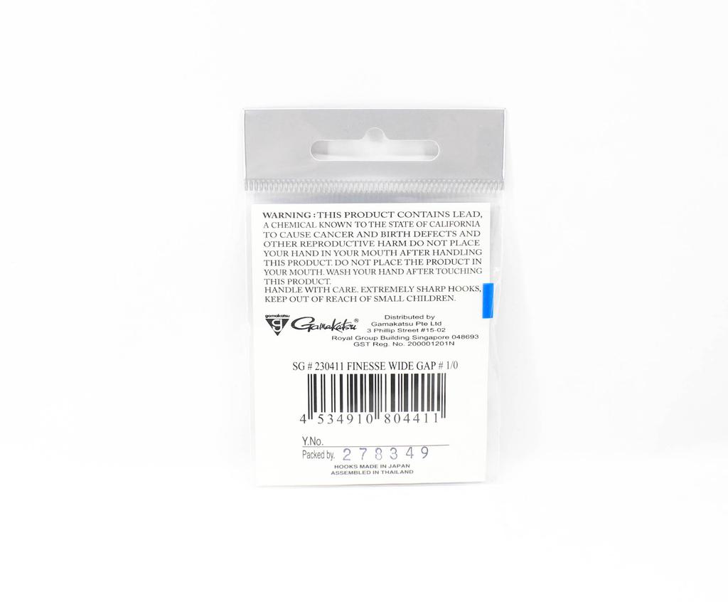 Gamakatsu 230411 Finesse Wide Gap Hook NSB Size 1/0 , 6 Per Pack (4411)