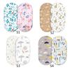 Pack of 2pcs Baby Fitted Sheet Crib Bed Cover Sheet Cartoon Print Bassinet Sheet Mattress Covers Elastic Removable Cover