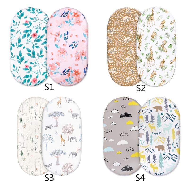 Pack of 2pcs Baby Fitted Sheet Crib Bed Cover Sheet Cartoon Print Bassinet Sheet Mattress Covers Elastic Removable Cover