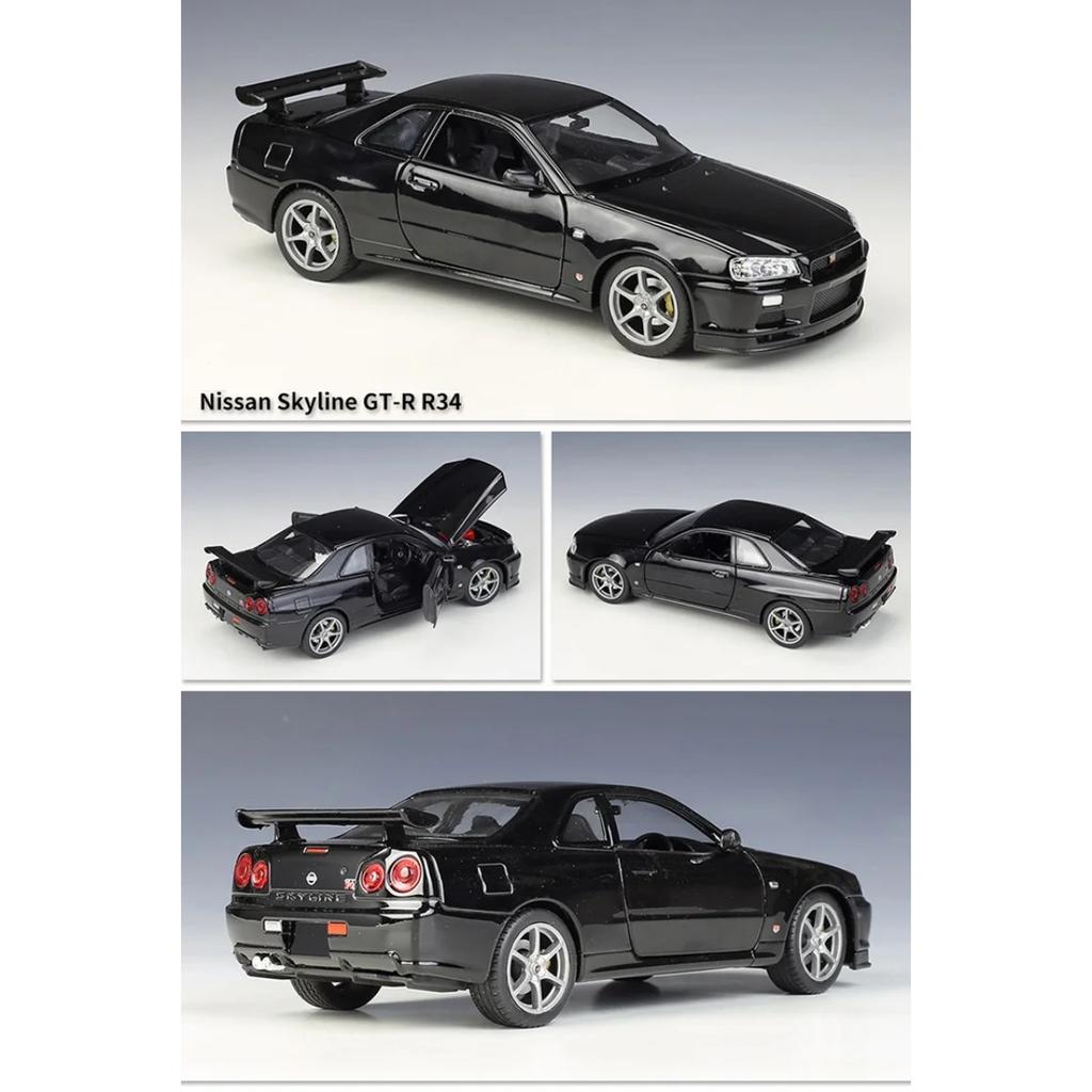 WELLY 1/24 Nissan Skyline GT-R R34 Сплав Масштабная Модель Автомобиля Модель Литой Металл Статическая Коллекция Детская Игрушечная Машина Транспортные Средства Подарки