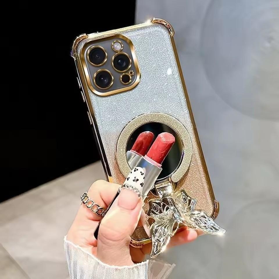 Противоударный зеркальный чехол-бабочка для телефона Huawei Mate 70 50 60 40 30 Pro 5G Nova Y91 Y90 Y73 Y72 Y70 Y71 Y63 Y61 с блестящей крышкой