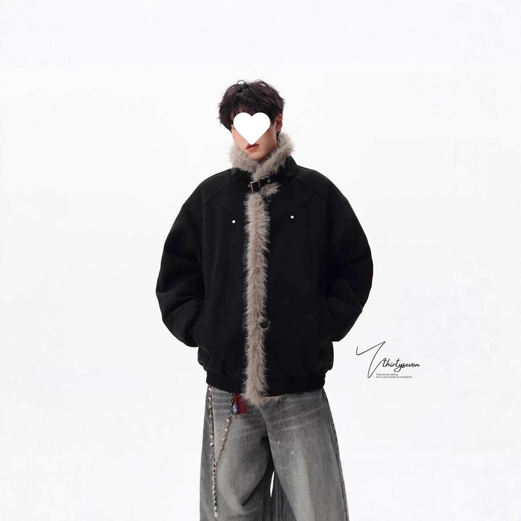 2025 Winter Men's Zuo Shan Diao Cotton Jacket: Fur Lined & Thickened with Trendy Style