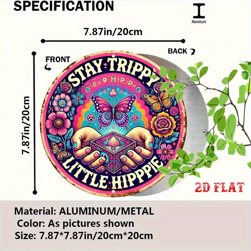 D Flat OnePiece Floral Round Aluminum Sign Bohemian Rustic Metal Wall Art for Home Garage Restaurant