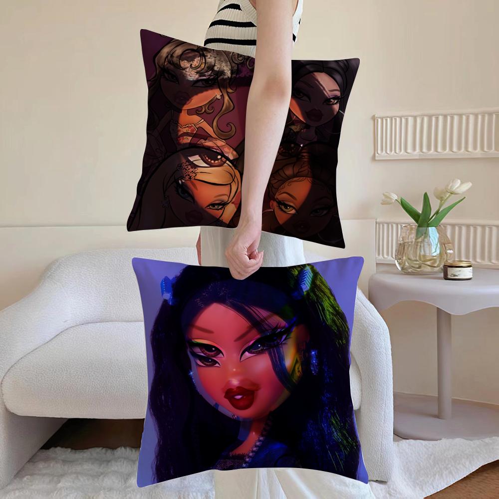 BBratzZ Fashion mMask gGirl Cushion Cover Antidustmite Pillowcase Invisible zipper silky short plush Sofa cushion cover