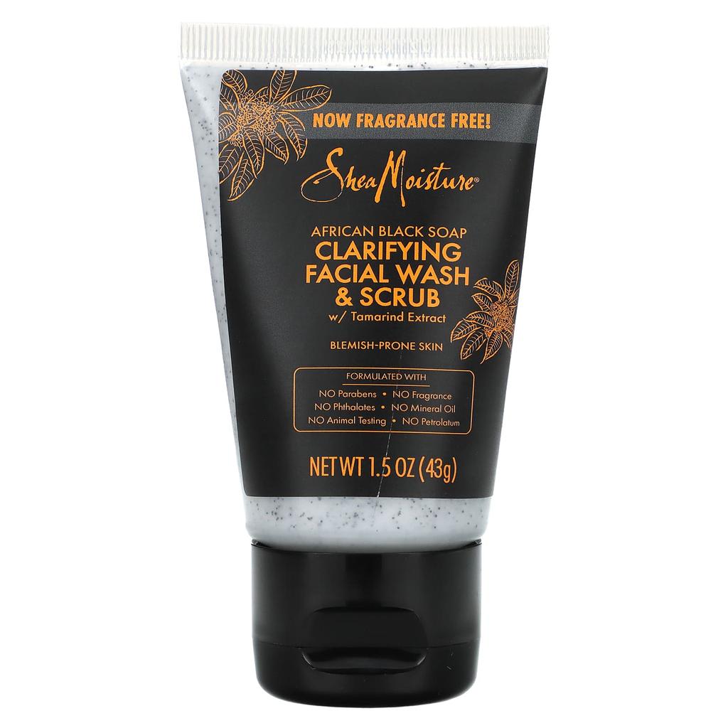 African Black Soap, Clarifying Facial Wash & Scrub, Fragrance Free, 43G(1.5Oz)