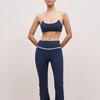 Новый Контрастный Цветной Сексуальный Спортивный Костюм для Йоги с Открытой Спинкой Женский Фитнес Спортивные Расклешенные Штаны Пилатес Комплект из Двух Частей