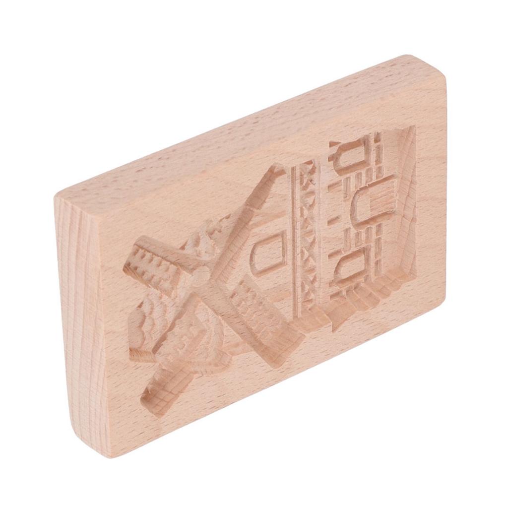 Wooden Cookie Mould Beechwood Reusable Washable Biscuit Press Stamp Mold for Kitchen Baking