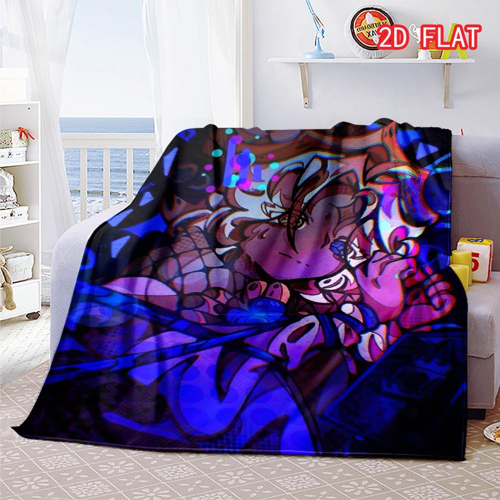 Cookie Run Kingdom Shadow Milk Cookie Flannel Blanket, Purple Magical Wizard Starry Background Cozy Throw