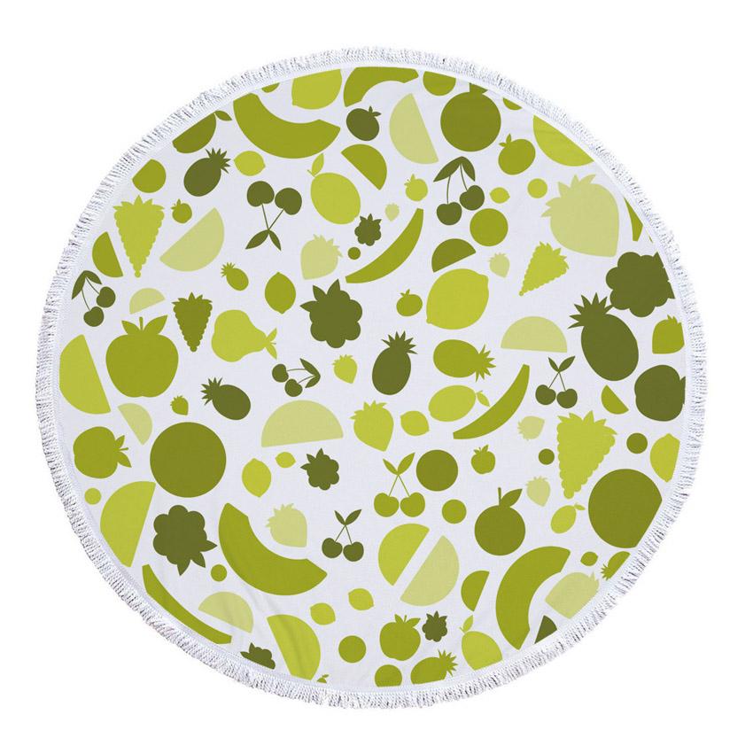 Watermelon Orange Microfiber Round Beach Towel Fruit Thick Shower Bath Towels Summer Swimming Circle Mat Towel With Tassels 550g