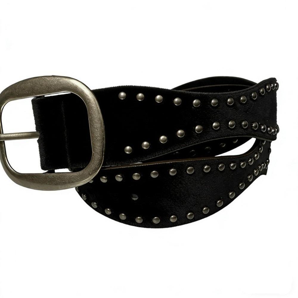 Pin Buckle Waist Belt Retro Vintage Belt Y2K Style Double-Row Rivet Belt  Dating