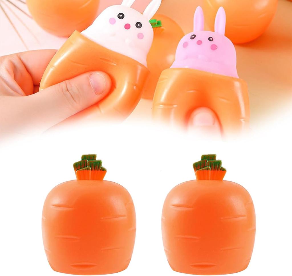 Игрушка-кролик, игрушка-морковка, пасхальный кролик-морковка, пасхальные игрушки-фиджет, сжимаемые игрушки-фиджет, пасхальные кролики-прятки в мешочке из морковки