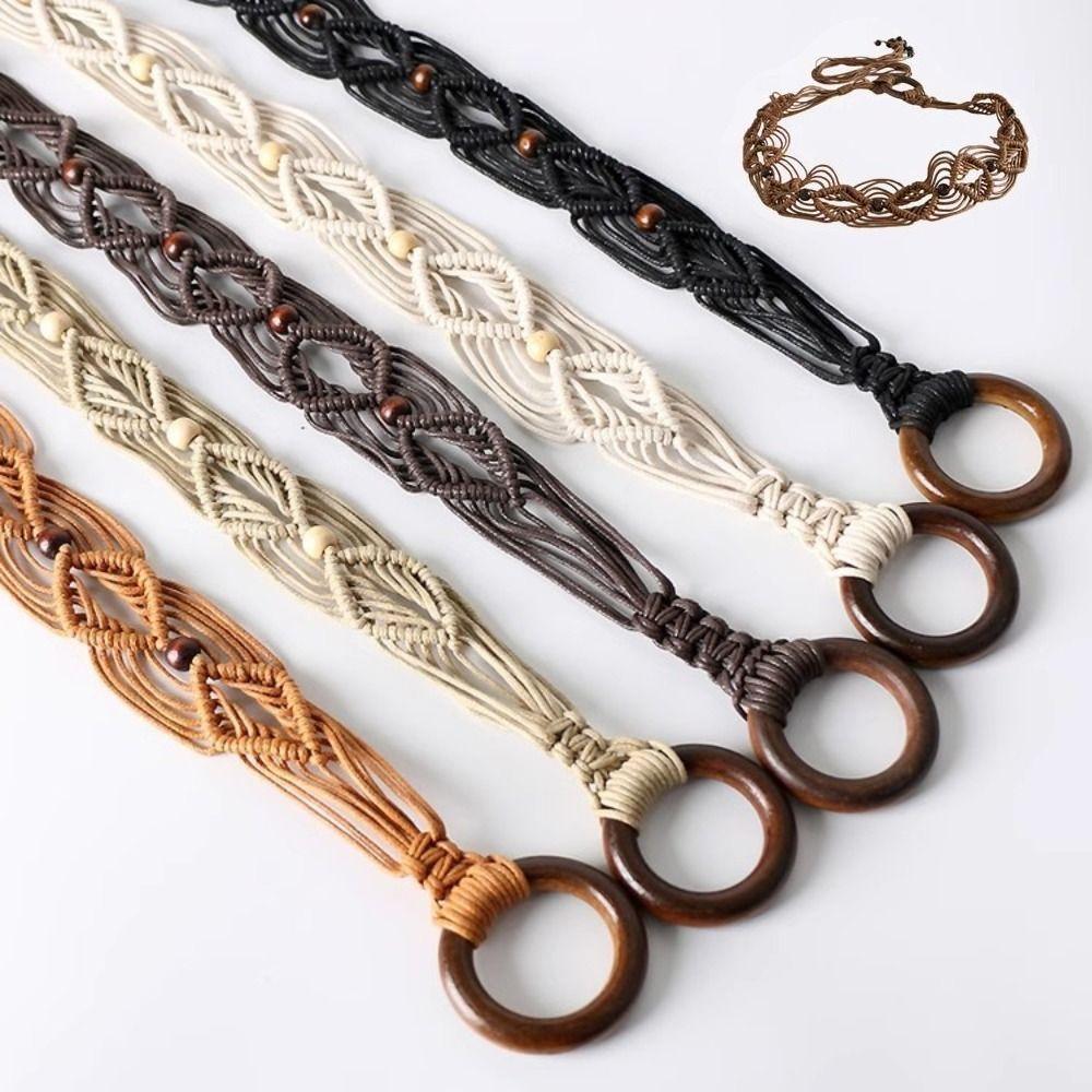 Woven Knot Waist Belt Wax Rope Dress Waistband Casual Female Waist Rope  Girls