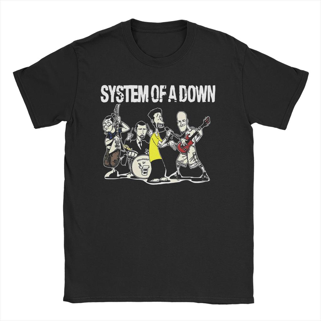 Мужские Женские Футболки System of A Down Юмористические Хлопковые Футболки с Коротким Рукавом Музыкальная Футболка Хэви-Метал Футболка с Круглым Вырезом Топы