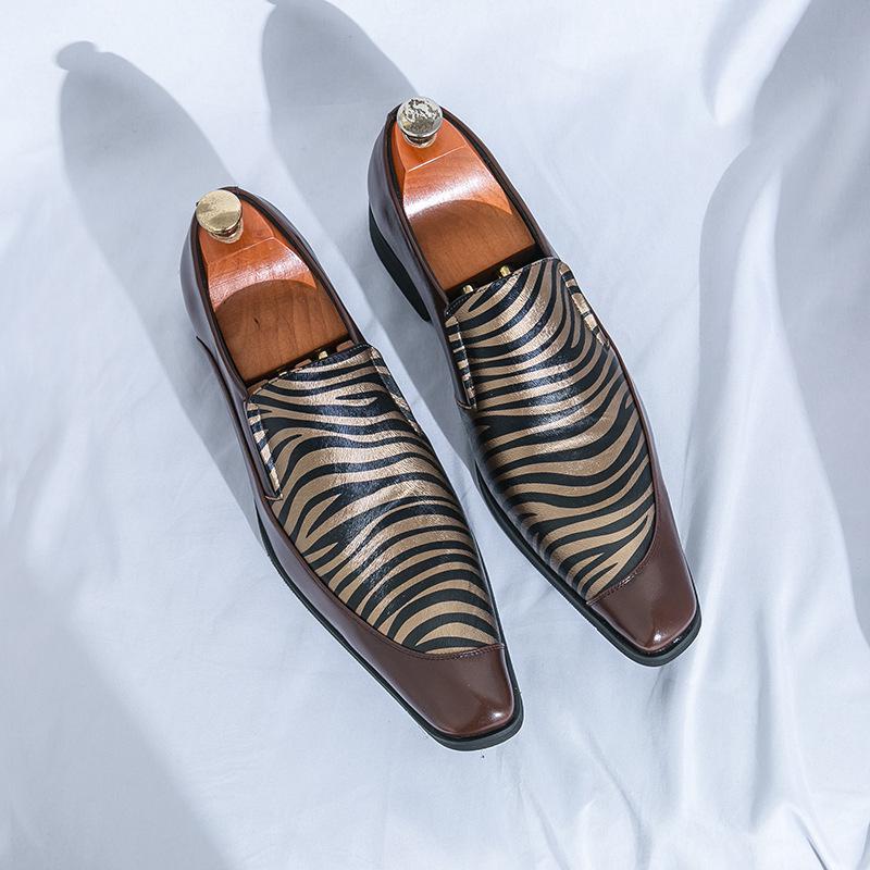 Men's European & American Pointed Toe Leather Loafers - Large Size Slip-On
