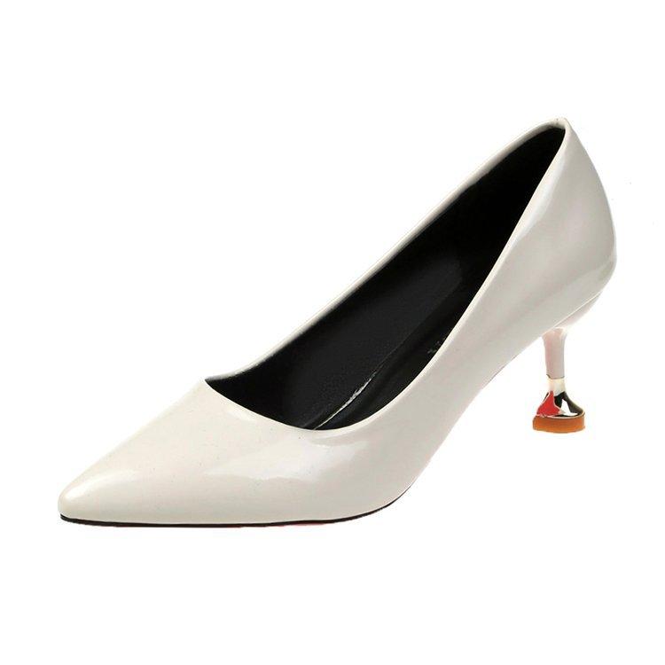 Мода 2024 Весна Новые Туфли из мягкой кожи на среднем каблуке, сетчатые красные туфли на высоком каблуке, лакированная кожа, рабочие женские туфли