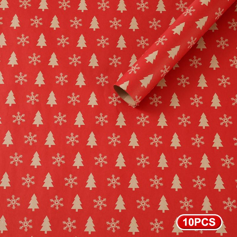 10pcsChristmas Gift Wrapping Paper Multi-purpose Portability Gift Packaging Papers Party Wedding Gift Wrapping Decoration Papers