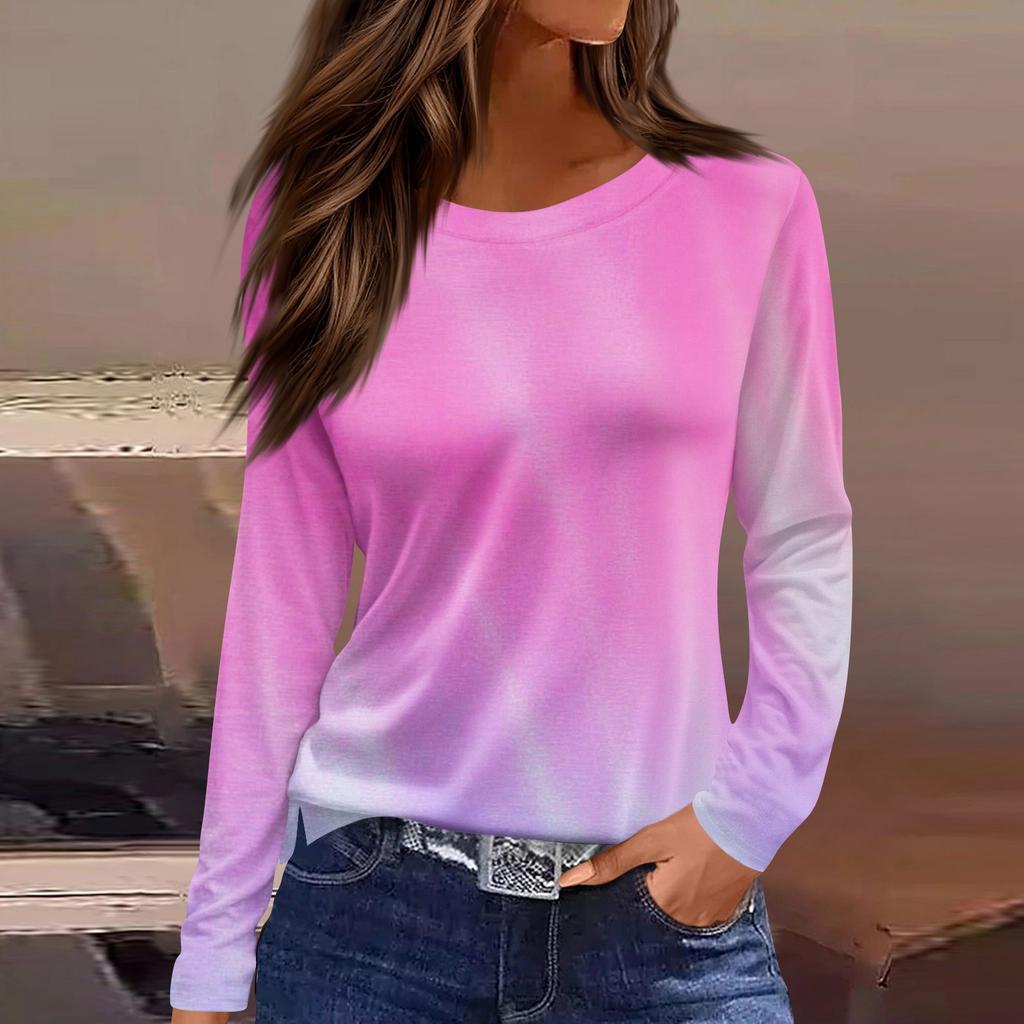 Women's Daily Casual Long-sleeved Printed O-neck Top