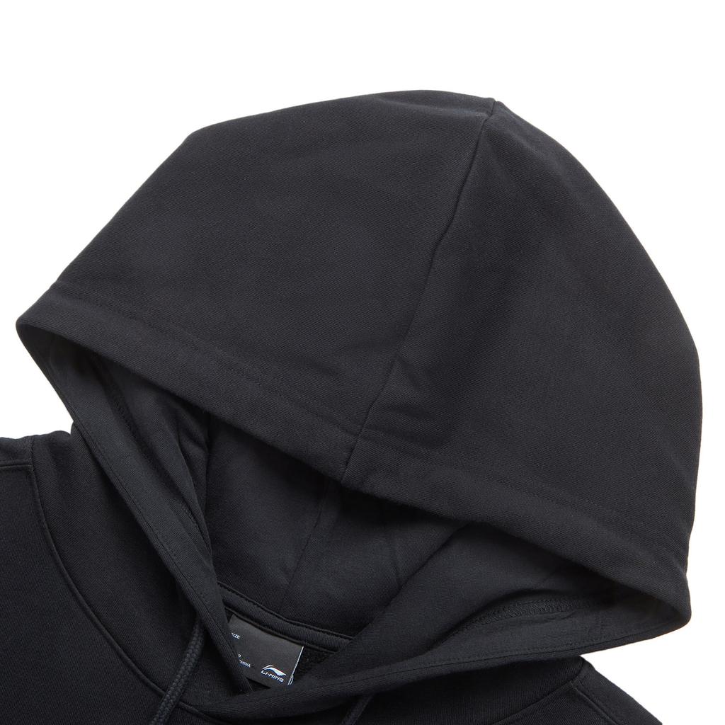 Li Ning Sports Lifestyle Series High Street American Vintage Letter Loose Hoodie Pullover Long Sleeve Sweatshirt Men Hoodie Black AWDU673-3