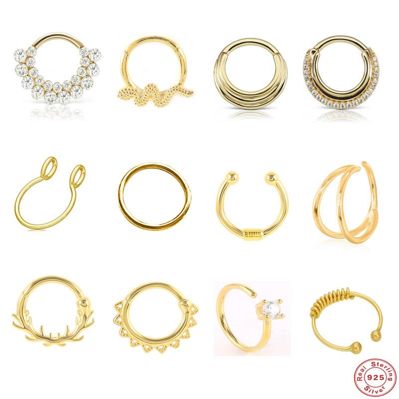 Серьги-гвоздики для пирсинга хряща в носу S925 пробы