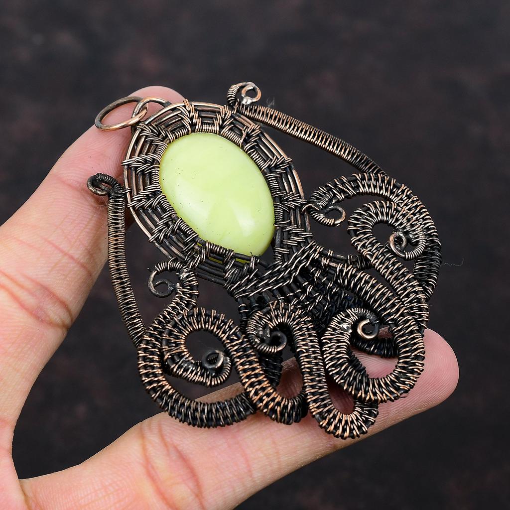 Змеиный кулон Медная проволока Обернутый кулон Осьминог Ювелирные изделия из драгоценных камней Кулон ручной работы Медная проволока Ювелирный подарок для женщин Дизайнерский кулон